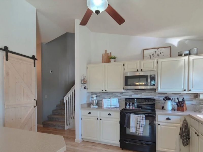 Kitchen with waterproof luxury vinyl flooring